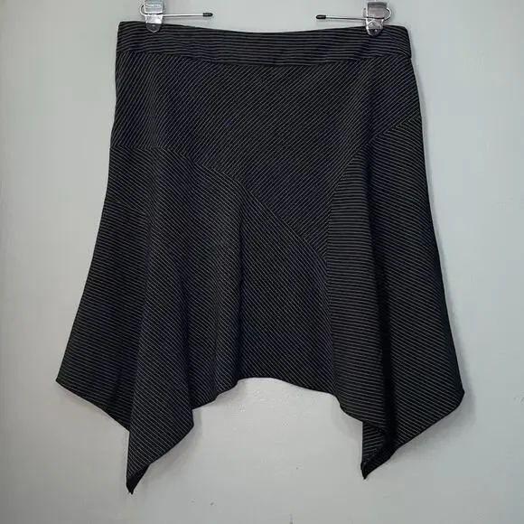 Vintage Y2K Asymmetrical Size 11 12 Black White Pinstripe Skirt Witchy Gothic - Picture 4 of 10